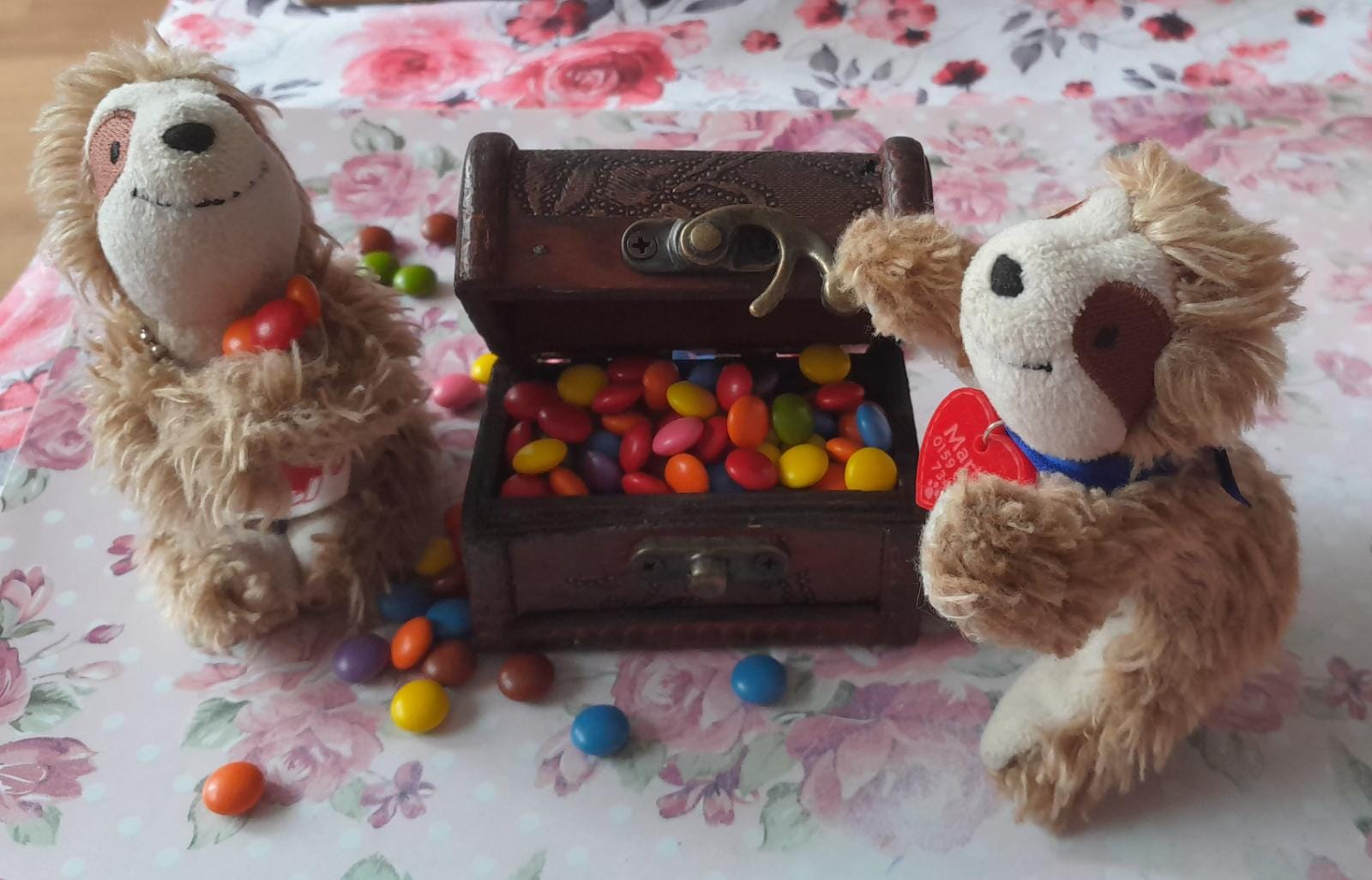 Eliza & Marty mit Smarties-Schatztruhe
